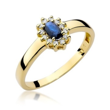 Inel Aur 14K cu Safir 0.30 ct si Diamante Naturale 0.10 ct