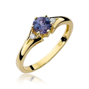 Inel Aur 14K cu Safir 0.50 ct si Diamante Naturale 0.03 ct