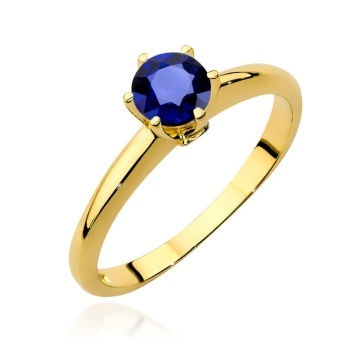 Inel Aur 14K cu Safir 0.50 ct si Diamante Naturale 0.04 ct