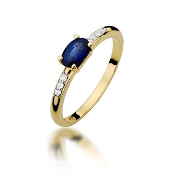 Inel Aur 14K cu Safir 0.70 ct si Diamante Naturale 0.03 ct