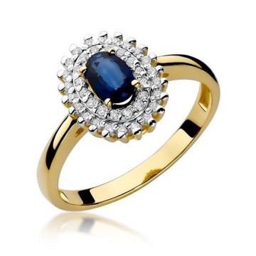 Inel Aur 14K cu Safir 0.70 ct si Diamante Naturale 0.20 ct