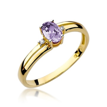 Inel Aur 14K cu Tanzanit 0.40 ct si Diamante Naturale 0.03 ct