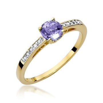 Inel Aur 14K cu Tanzanit 0.50 ct si Diamante Naturale 0.05 ct