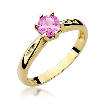 Inel Aur 14K cu Topaz Roz 0.60 ct si Diamante Naturale 0.01 ct
