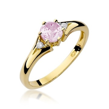 Inel Aur 14K cu Topaz Roz 0.60 ct si Diamante Naturale 0.03 ct