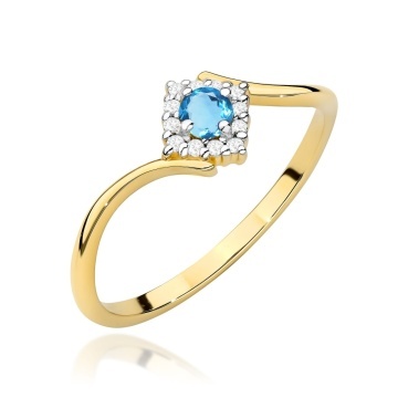 Inel Aur 14K cu Topaz Swiss 0.15 ct si Diamante Naturale 0.06 ct