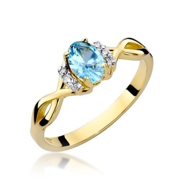 Inel Aur 14K cu Topaz Swiss 0.50 ct si Diamante Naturale 0.05 ct
