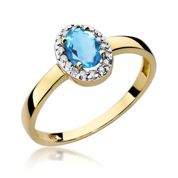 Inel Aur 14K cu Topaz Swiss 0.50 ct si Diamante Naturale 0.08 ct