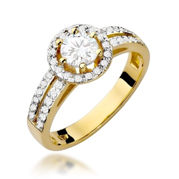 Inel Aur 14K cu White Sapphire 0.60 ct si Diamante Naturale 0.20 ct