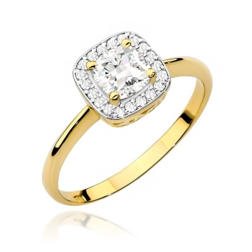 Inel Aur 14K cu White Sapphire 0.70 ct si Diamante Naturale 0.10 ct
