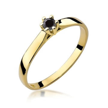 Inel Aur 9K cu Diamant Natural Negru 0.12 ct
