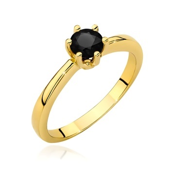 Inel Aur 9K cu Diamant Natural Negru 0.50 ct