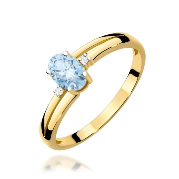 Inel Aur 9K cu Diamante Albastre de Laborator 0.53 ct