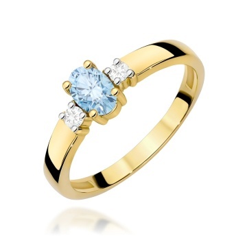 Inel Aur 9K cu Diamante Albastre de Laborator 0.58 ct