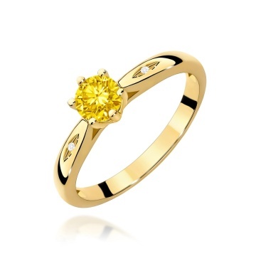 Inel Aur 9K cu Diamante Galbene de Laborator 0.51 ct