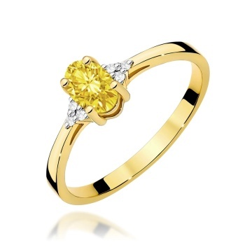 Inel Aur 9K cu Diamante Galbene de Laborator 0.65 ct