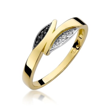 Inel Aur 9K cu Diamante Naturale Albe si Negre 0.03 ct