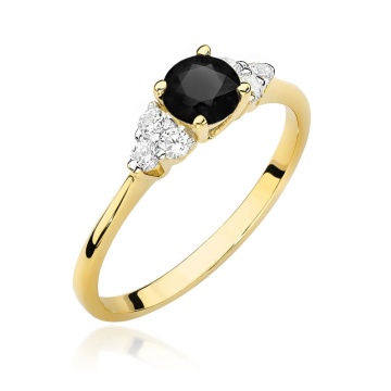 Inel Aur 9K cu Diamante Naturale Albe si Negre 0.68 ct