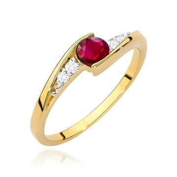 Inel Aur 9K cu Rubin 0.30 ct si Diamante Naturale 0.06 ct