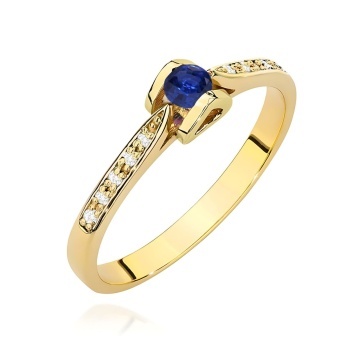 Inel Aur 9K cu Safir 0.15 ct si Diamante Naturale 0.05 ct