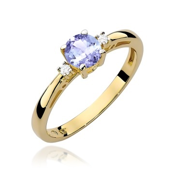 Inel Aur 9K cu Tanzanit 0.50 ct si Diamante Naturale 0.03 ct