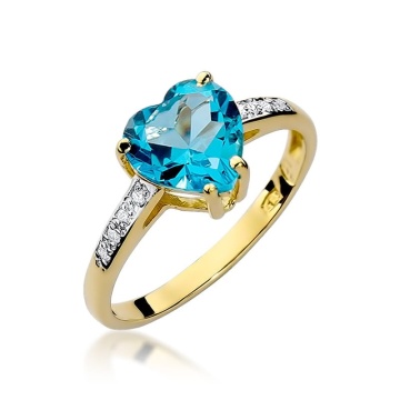 Inel Aur 9K cu Topaz Swiss 1.20 ct si Diamante Naturale 0.04 ct