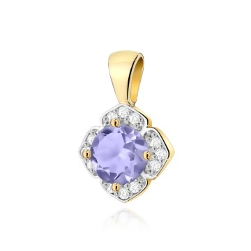 Pandantiv Aur 14K cu Tanzanit 0.50 ct si Diamante Naturale 0.06 ct