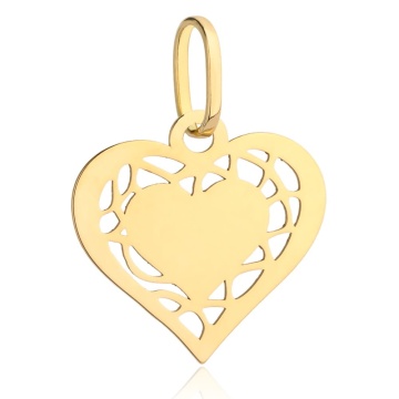 Pandantiv Aur 14K Două Inimi și Design Elegant