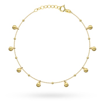 Brățară Aur 14K cu Bile Pendulare și Detalii Delicate