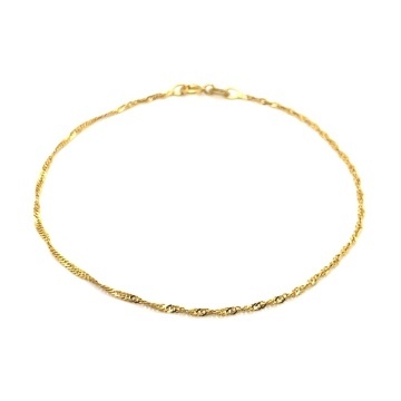 Brățară Aur 14K, Model Singapore Răsucit, 19 cm - Lățime 1.8 mm