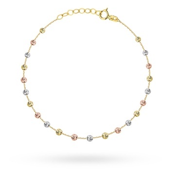 Bratara Aur 14K Tricolor Cu Biluțe Diamantate