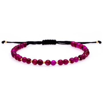 Brățara Duo cu Agate Fuchsia si 10 bilute din aur 14K