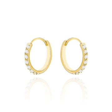 Cercei Aur 14K Creole Mici cu Zirconii
