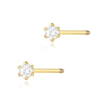 Cercei Aur 14K cu Diamant Natural 0.04 ct Filet cu Protectie