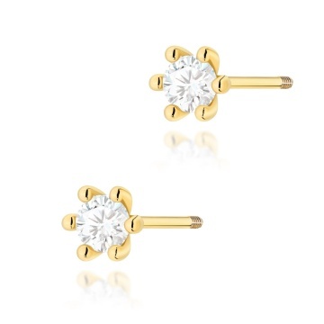 Cercei Aur 14K cu Diamant Natural 0.15 ct Filet cu Protectie