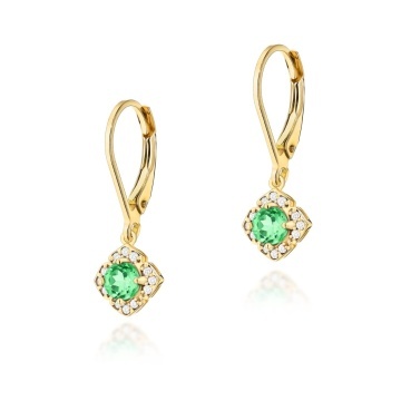 Cercei Aur 14K cu Smarald 0.30 ct si Diamante Naturale 0.06 ct
