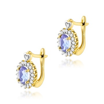 Cercei Aur 14K cu Tanzanit 0.40 ct si Diamante Naturale 0.19 ct