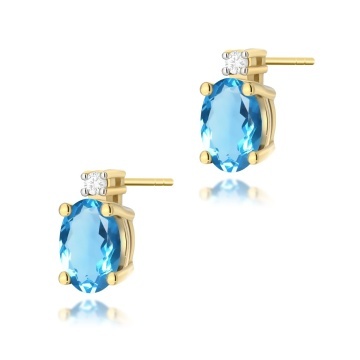 Cercei Aur 14K cu Topaz Swiss 0.50 ct si Diamante Naturale 0.03 ct
