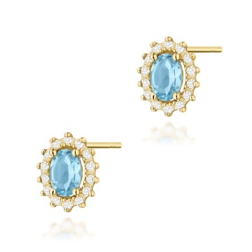 Cercei Aur 14K cu Topaz Swiss 0.50 ct si Diamante Naturale 0.24 ct