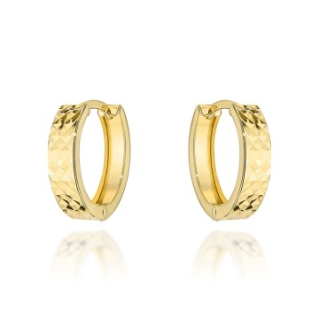 Cercei Aur 14K Rotunzi Cu Finisaj Diamantat