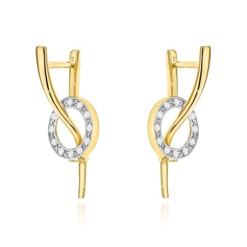 Cercei Aur 14K Valuri și Cerculețe cu Zirconiu – Eleganță Atemporală