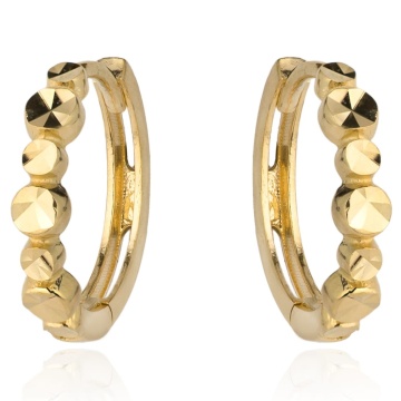 Cercei Aur Galben 14K, Model Cerc cu Design Elegant