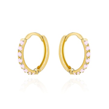 Cercei Creole Aur 14k cu Zirconii Roz