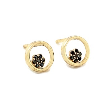 Cercei Floare Aur 14k cu Zirconii Negre