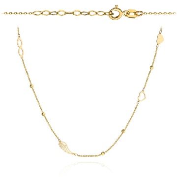 Colier Aur 14K Delicatețe Simboluri Inimă Aripă Infinit