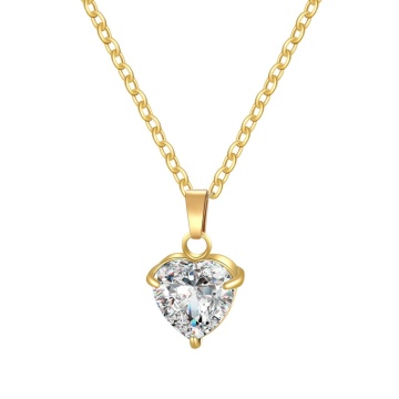 Colier Crystal Heart din Inox placat cu AUR 18K