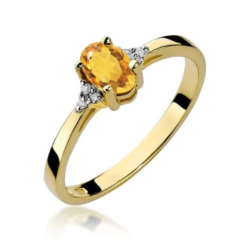 Inel Aur 14K cu Citrin 0.60 ct si Diamante Naturale 0.05 ct
