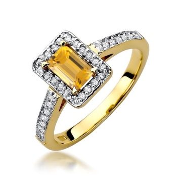 Inel Aur 14K cu Citrin 0.60 ct si Diamante Naturale 0.22 ct