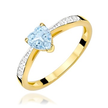 Inel Aur 14K cu Diamante Albastre de Laborator 0.53 ct
