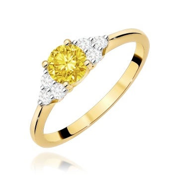 Inel Aur 14K cu Diamante Galbene de Laborator 0.68 ct